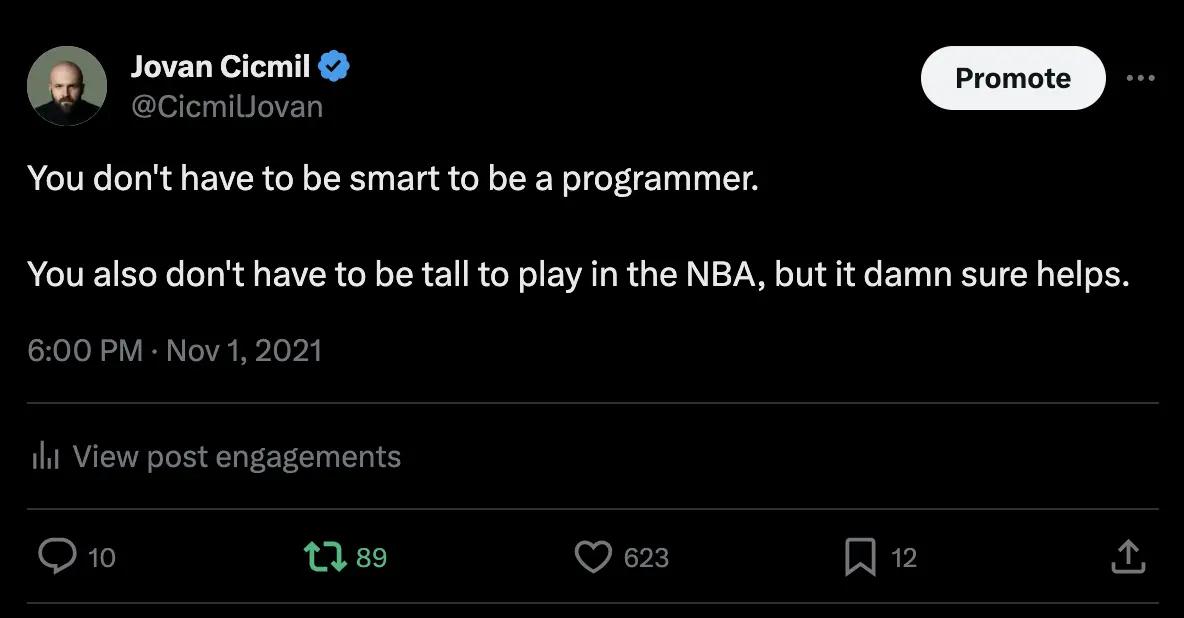 Twitter post: NBA and programming