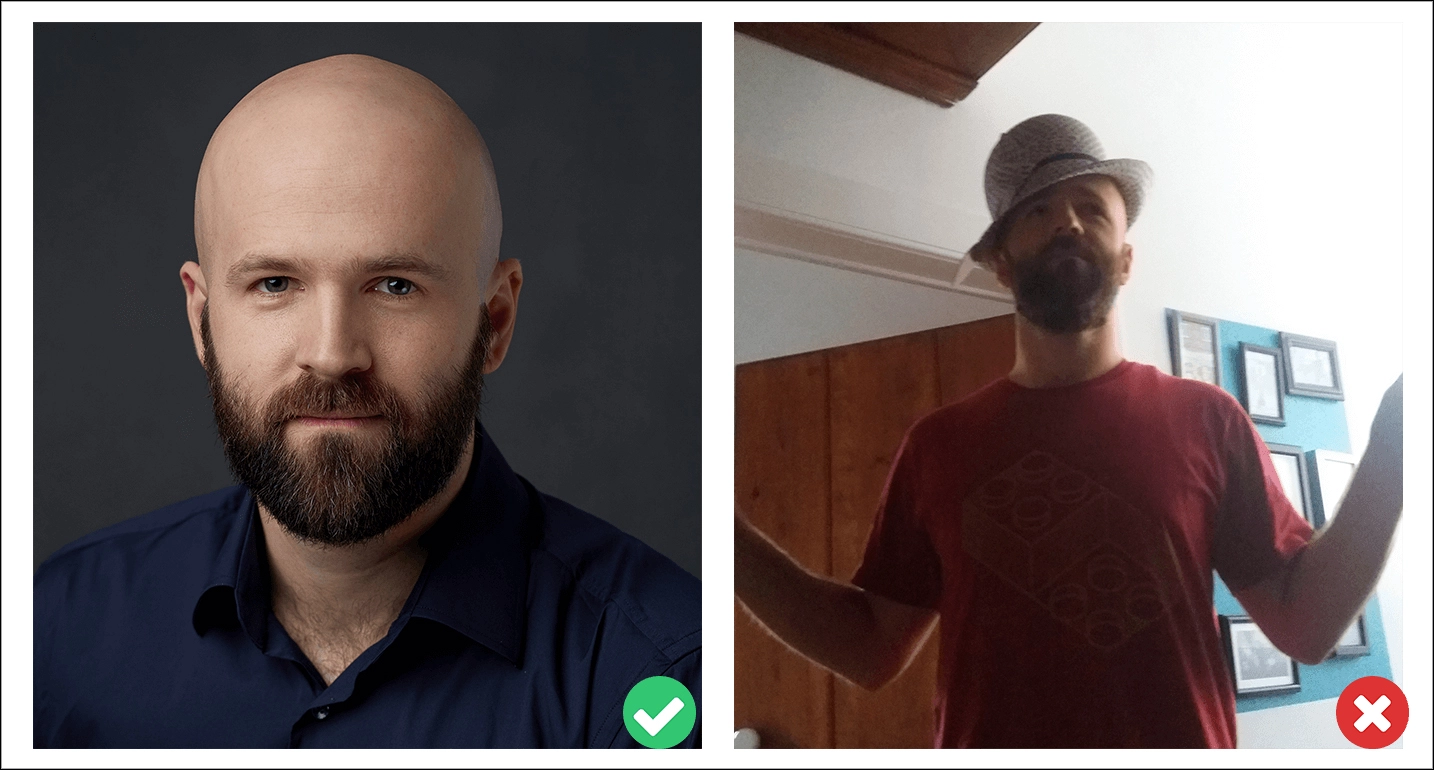 Upwork profile picture: good vs bad