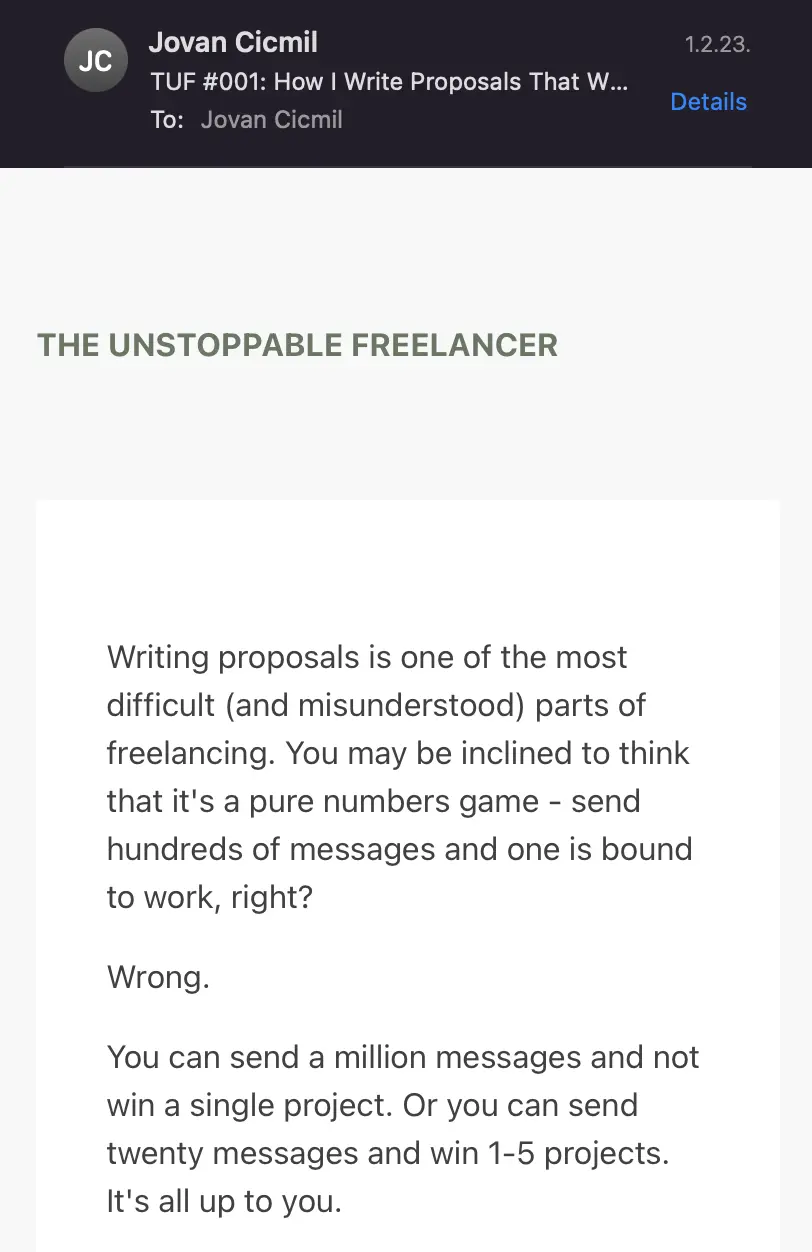 The Unstoppable Freelancer Newsletter First Edition